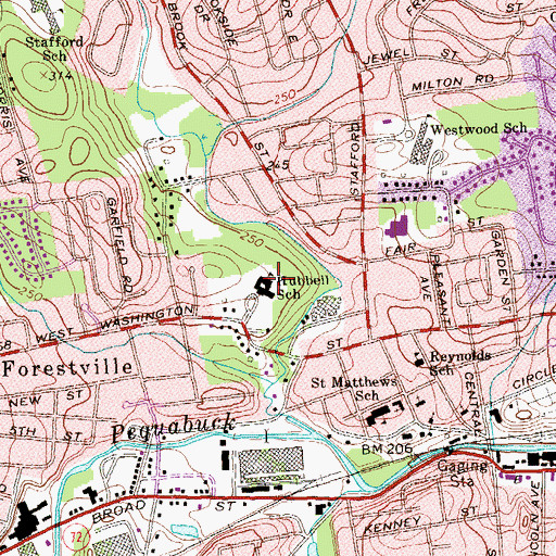 Topographic Map of Mount Zion Baptist Church, CT