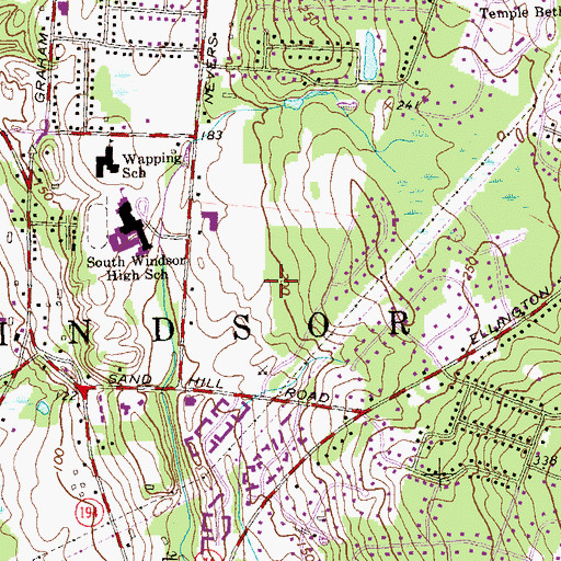Topographic Map of Nevers Road Park, CT