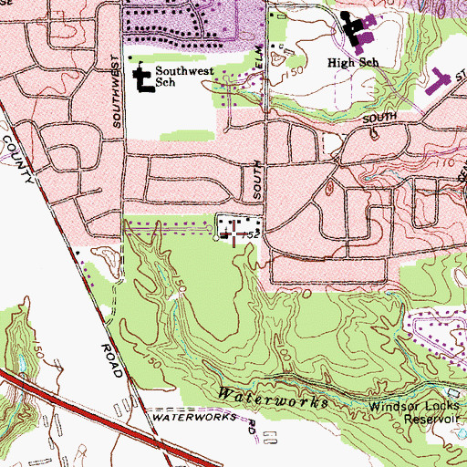 Topographic Map of New Life Assembly of God Church, CT