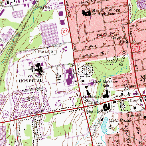 Topographic Map of Newington High School, CT