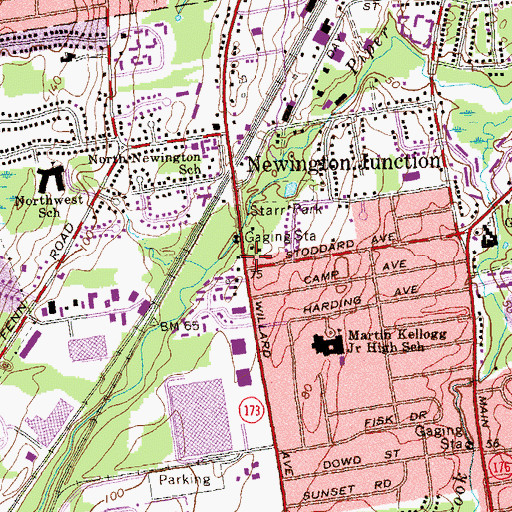 Topographic Map of Newington Junction South Historic District, CT