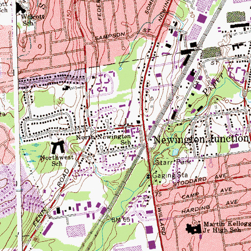 Topographic Map of Newington Junction West Historic District, CT