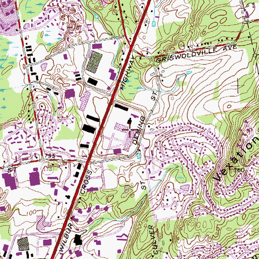 Topographic Map of Newington Plaza Shopping Center, CT