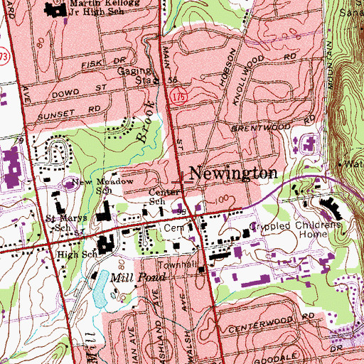 Topographic Map of Newington Theater Plaza Shopping Center, CT