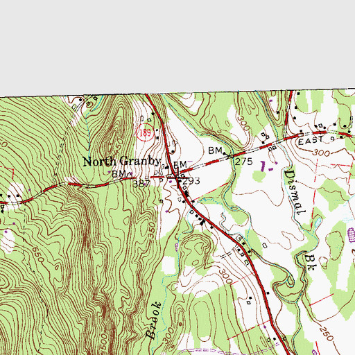 Topographic Map of North Granby Post Office, CT