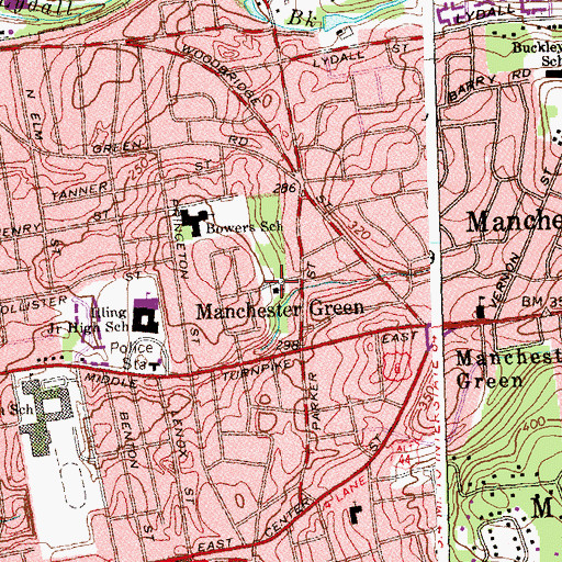Topographic Map of North United Methodist Church, CT