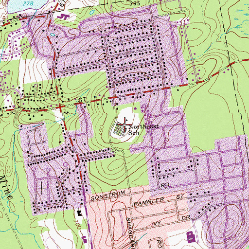 Topographic Map of Northeast Middle School, CT