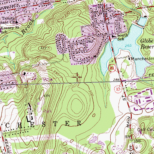 Topographic Map of Northview Ski Slope, CT