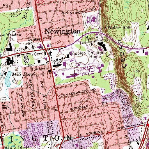 Topographic Map of Northwood Shopping Plaza Shopping Center, CT