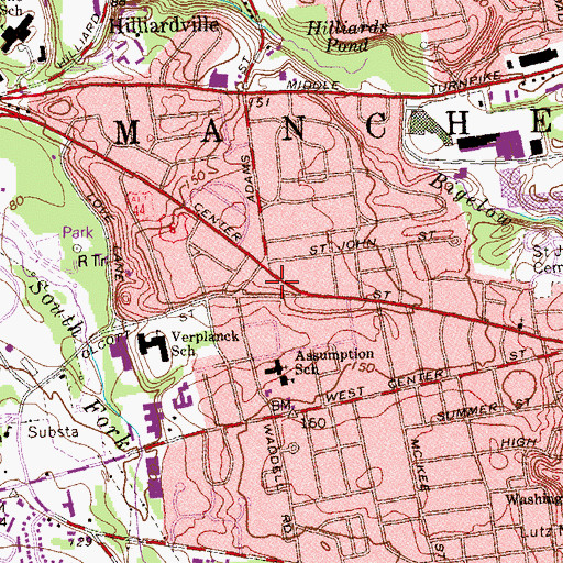 Topographic Map of Olcott Shopping Center, CT