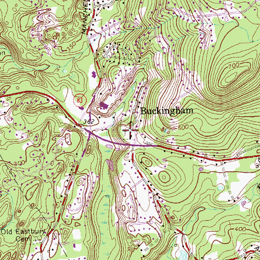 Topographic Map of Old Buckingham Cemetery, CT