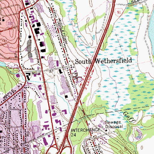 Topographic Map of Old Wethersfield Historic District, CT