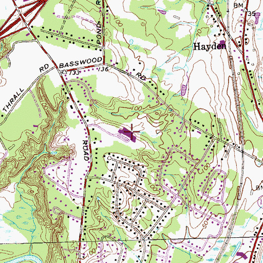 Topographic Map of Oliver Ellsworth Elementary School, CT
