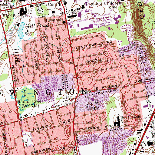 Topographic Map of Our Saviours Lutheran Church, CT