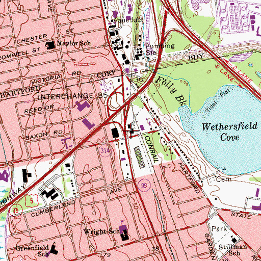 Topographic Map of Parkside Historic District, CT