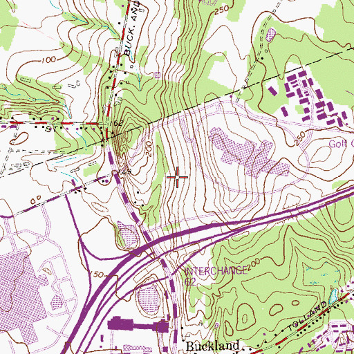 Topographic Map of Pavilions at Buckland Hils Shopping Center, CT