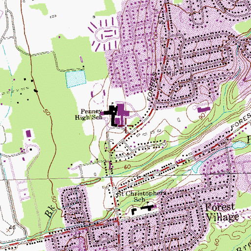 Topographic Map of Penney Memorial Library, CT