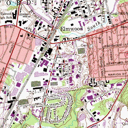 Topographic Map of Pepper Brook Industrial Area, CT