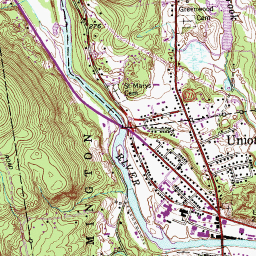 Topographic Map of Perry Bridge, CT