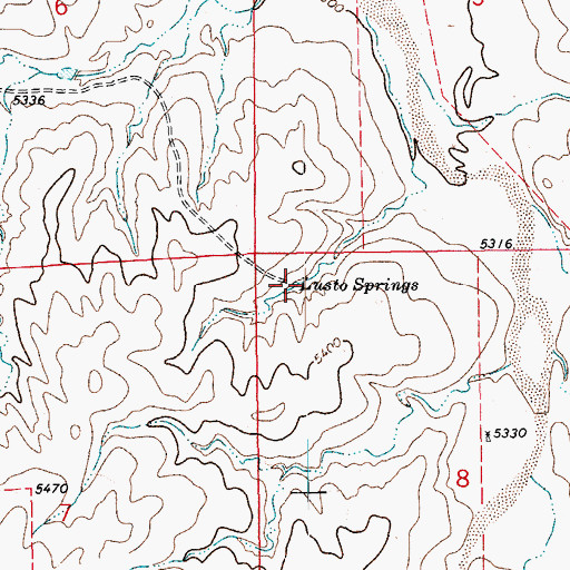 Topographic Map of Lusto Springs, CO