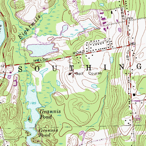 Topographic Map of Pine Valley Country Club, CT