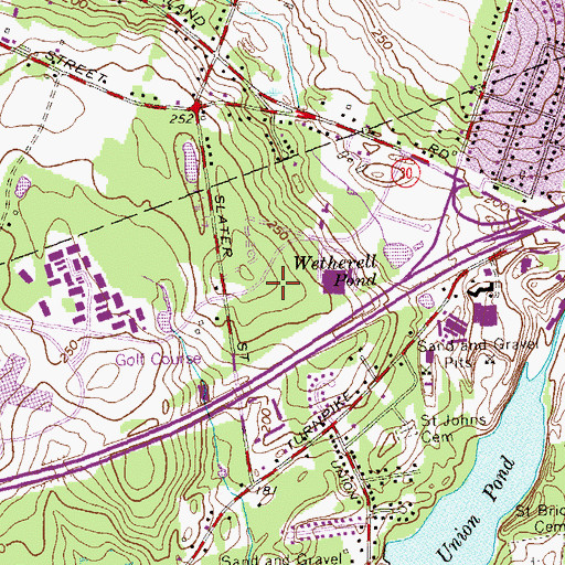 Topographic Map of Pioneer Industrial Park, CT