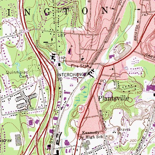 Topographic Map of Plants Pond, CT