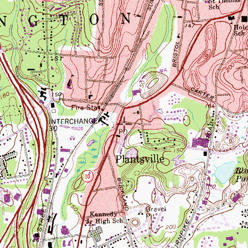 Topographic Map of Plantsville Historic District, CT