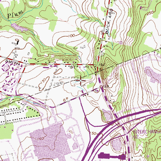 Topographic Map of Plaza at Buckland Hills Shopping Center, CT