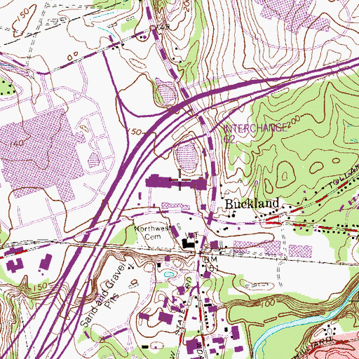 Topographic Map of Plaza at Burr Corner Shopping Center, CT