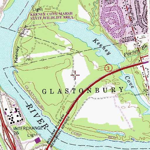Topographic Map of Point Meadows, CT