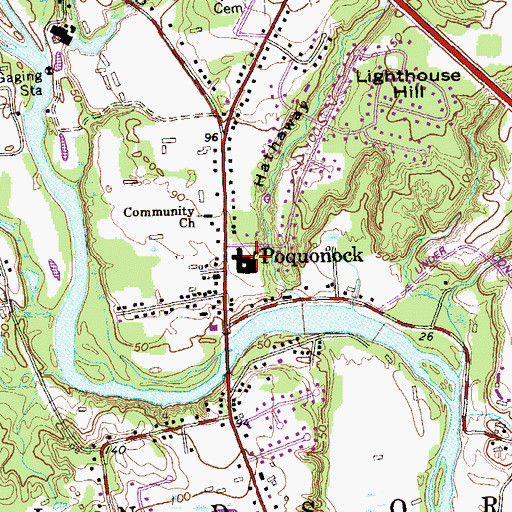 Topographic Map of Poquonock Elementary School, CT
