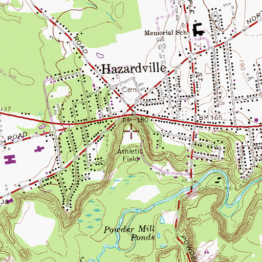 Topographic Map of Powder Hollow Park, CT