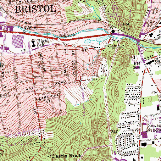 Topographic Map of Queen of the Apostles Center, CT