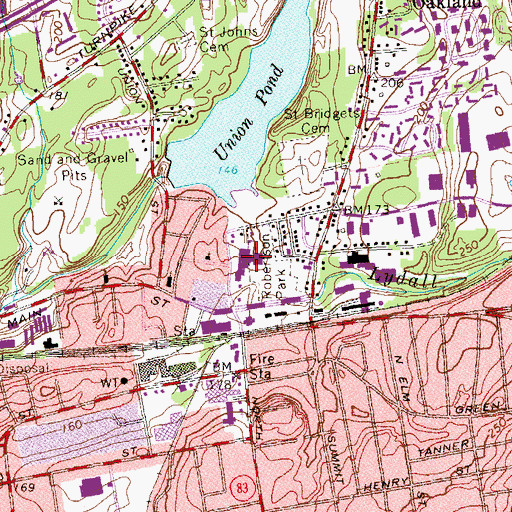Topographic Map of Robertson Elementary School, CT