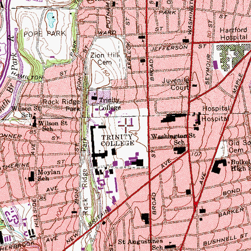 Topographic Map of Rocky Hill, CT