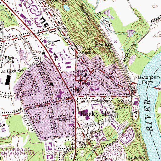 Topographic Map of Rocky Hill Historical Society Museum, CT