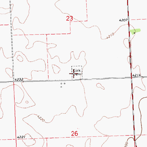 Topographic Map of Kirk Cemetery, CO