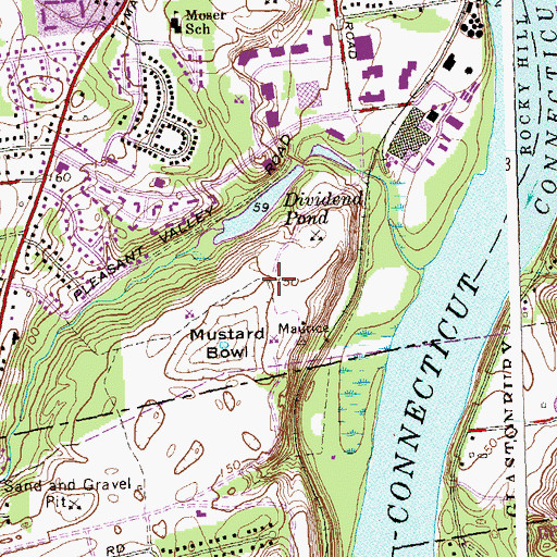 Topographic Map of Rocky Hill Town Industrial Park, CT