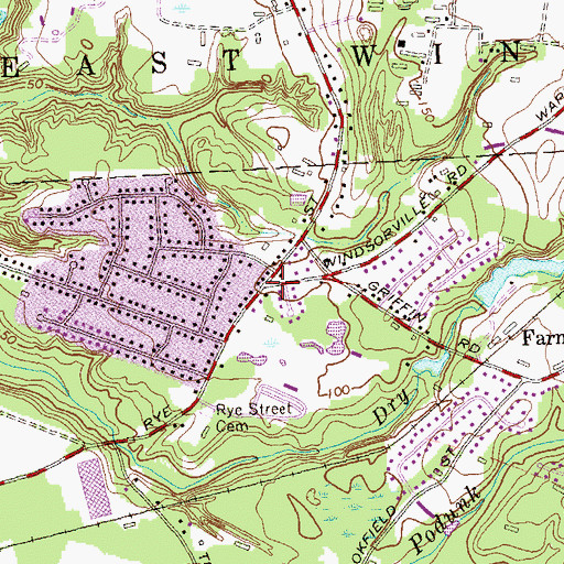 Topographic Map of Rye Street School, CT