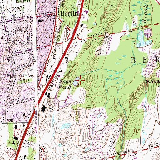 Topographic Map of Sage Park, CT