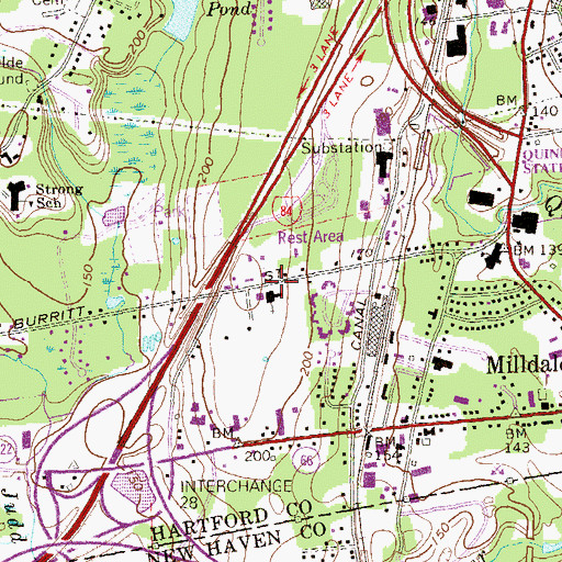 Topographic Map of Saint Aloysius Church, CT