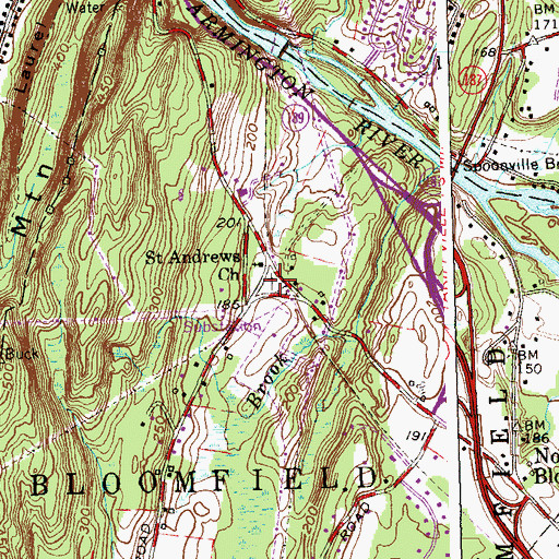 Topographic Map of Saint Andrews Cemetery, CT