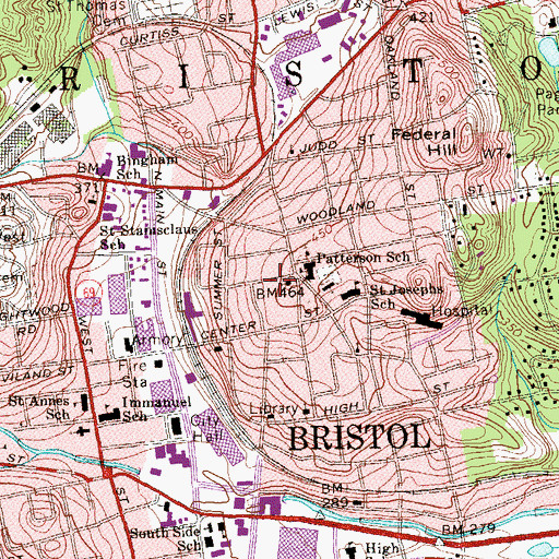 Topographic Map of Saint Anthony School, CT