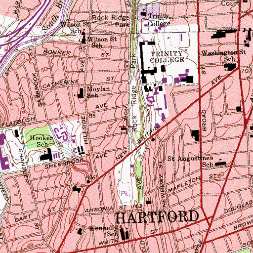 Topographic Map of Saint James Episcopal Church, CT