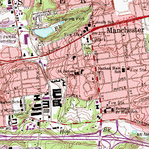 Topographic Map of Saint James Pre-Kindergarten, CT