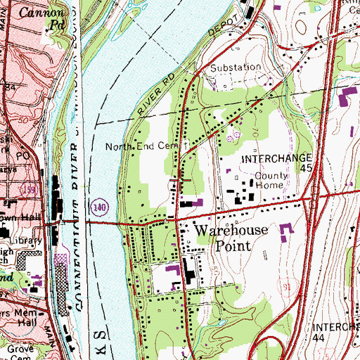 Topographic Map of Saint Johns Episcopal Church, CT
