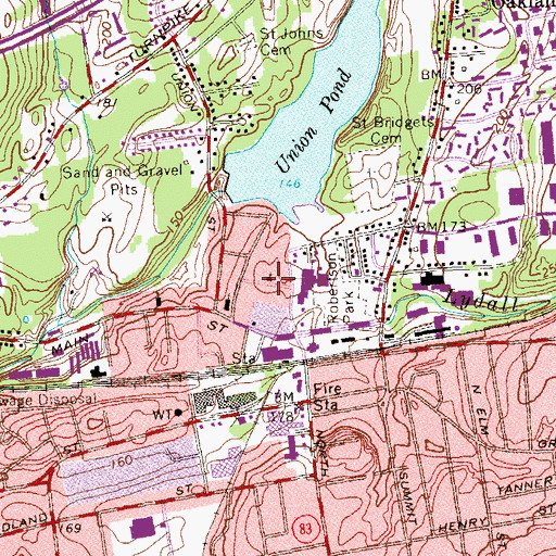 Topographic Map of Saint Johns Polish National Church, CT
