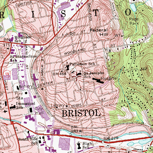 Topographic Map of Saint Joseph Roman Catholic Church, CT
