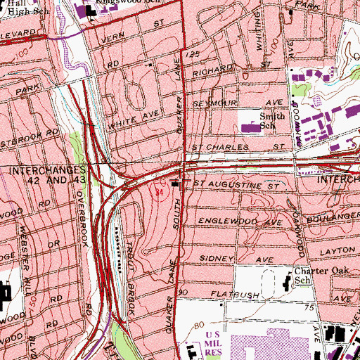 Topographic Map of Saint Mark the Evangelist Church, CT